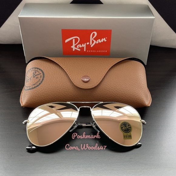 RayBan Aviator Pink Flash Lenses RB3025 Silver Frame 58 / 62 Unisex New - Picture 3 of 16